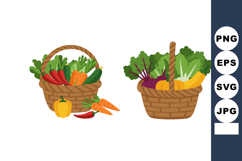 Basket of fresh vegetables with carrot pepper and leafy gree Product Image 1