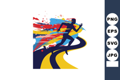 Runner silhouette with colorful abstract background and dyna Product Image 1