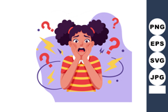 Young girl with curly hair showing confused and worried expr Product Image 1