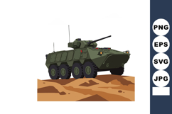 Military armored vehicle combat tank on desert terrain vecto Product Image 1