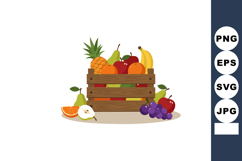 Fresh wooden crate filled with assorted fruits including pin Product Image 1
