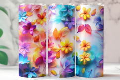 Neon Floral Tumbler Wrap 20oz Skinny Sublimation Design PNG Product Image 2