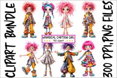 Whimsical Cartoon Girl Clipart, 130 PNG Product Image 3