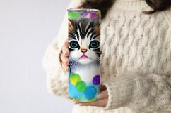 20 Oz Skinny Tumbler Cute Kitten Oil Painting Wrap Product Image 3