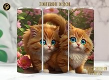 20 Oz Skinny Tumbler Watercolor Cute Kitten Wrap Product Image 2