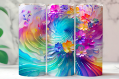 Dreamy Floral Swirl 20oz Skinny Tumbler ,Rainbow Sublimation Product Image 3
