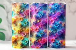 Neon Floral 20oz Skinny Tumbler Wrap | Sublimation Design Product Image 3