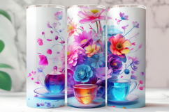 Colorful Swirl Floral 20oz Skinny Tumbler Wrap | Abstract Ra Product Image 3