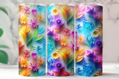 Bright Neon Flower 20oz Tumbler Wrap PNG Product Image 3