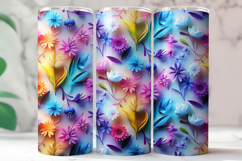 Bright Neon Flower 20oz Tumbler Wrap PNG, Gift for Her Product Image 3