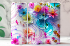 Vivid Color Swirl Floral Tumbler | 20oz Skinny Sublimation Product Image 3