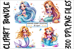 80 Mermaid Clipart Bundle, Cute Mermaid Clipart Product Image 3