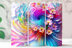 Dynamic Floral Cascade Tumbler Sublimation PNG File Product Image 3
