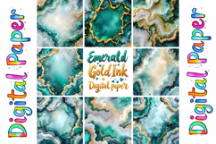 Emerald Green Gold Marble Digital Paper Product Image 3