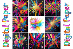 Glitter Fluorescent Splash Digital Paper Bundle Product Image 4
