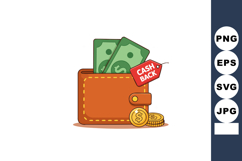 Wallet with cash and coins showing cashback concept for mone Product Image 1