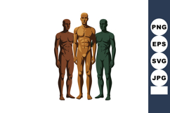 Three muscular male mannequins standing side by side in brow Product Image 1