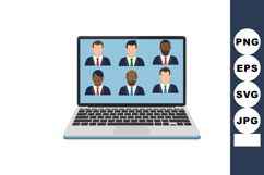 Remote business meeting with diverse professionals on laptop Product Image 1