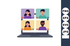 Remote work team video conference call on laptop screen with Product Image 1