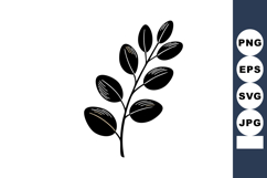 Black silhouette of branch with leaves simple natural botani Product Image 1