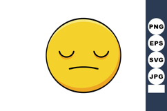 Sad yellow emoji face with closed eyes and neutral mouth exp Product Image 1