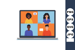 Remote video conference call with diverse people on laptop s Product Image 1