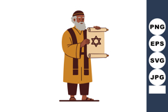 Jewish man holding Torah scroll with Star of David religious Product Image 1