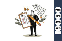 Tax checklist concept with businessman holding giant pencil Product Image 1
