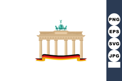 Brandenburg Gate landmark vector with German flag ribbon in Product Image 1