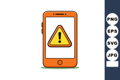 Orange smartphone with warning alert icon on screen digital Product Image 1