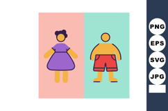 Children gender icon vector with girl in purple dress and bo Product Image 1