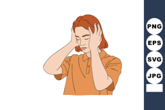 Young woman holding head with eyes closed feeling stressed o Product Image 1