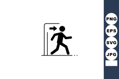 Exit sign icon with human figure walking through doorway arr Product Image 1