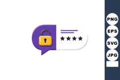 Security padlock with five star rating in speech bubble vect Product Image 1