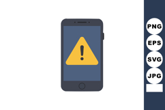 Smartphone with yellow warning triangle alert symbol on scre Product Image 1