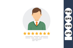 Male avatar with green sweater and orange tie five star rati Product Image 1