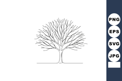 Tree silhouette with bare branches vector line art design mi Product Image 1