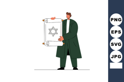 Man holding scroll with Star of David symbol Jewish culture Product Image 1