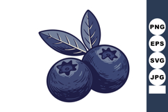 Blueberry vector illustration with detailed leaves and natur Product Image 1