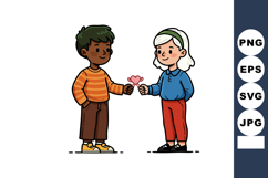 Children exchanging heart symbol friendship and kindness vec Product Image 1