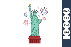 Statue of Liberty with colorful fireworks celebration vector Product Image 1
