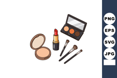 Makeup set with lipstick, eyeshadow palette, powder compact, Product Image 1