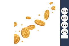 Gold coins falling with dollar sign vector money currency il Product Image 1