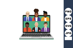 Diverse remote team video conference call on laptop screen s Product Image 1
