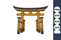 Japanese wooden torii gate vector with traditional design an Product Image 1