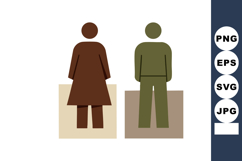 Minimalist brown and green abstract human figures standing o Product Image 1