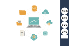 Data storage and cloud computing technology network with lap Product Image 1