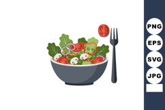 Fresh vegetable salad bowl with tomatoes mushrooms and leafy Product Image 1