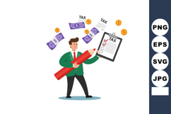 Businessman filling tax checklist with large red pencil and Product Image 1