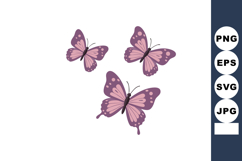 Purple and pink butterflies flying vector illustration with Product Image 1